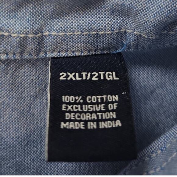 Chaps Classic Oxford Button-Down Shirt Palace Blue Size 2XLT - Picture 6 of 7